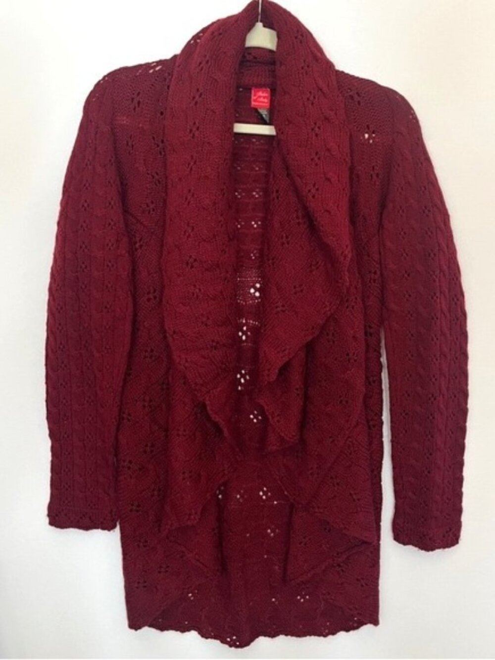ITALCA OF ITALY Womens Open Cardigan Long Sleeve Wool Blend Sweater Maroon
